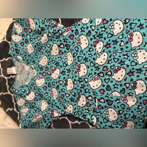 Hello Kitty Blue Leopard Print scrub Top